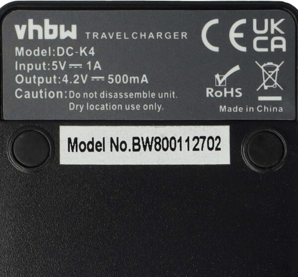 vhbw USB Ladegerät kompatibel mit Medion Traveler DC-XZ6 Kamera Camcorder/Akku - Ladeschale, Ladeanzeige, 4,2 V - Image 5