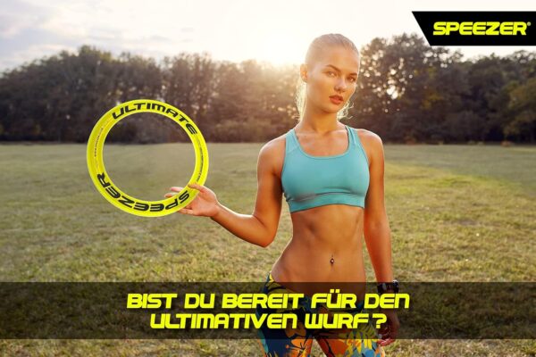 SPEEZER® Ultimate Frisbee Ring - der neon gelbe Wurfring mit einem Durchmesser von 33cm ist das Outdoor Fun-Sport Spiel für Kinder u. Erwachsene - die Frisbeescheibe mit Einer Reichweite bis 400m - Image 6