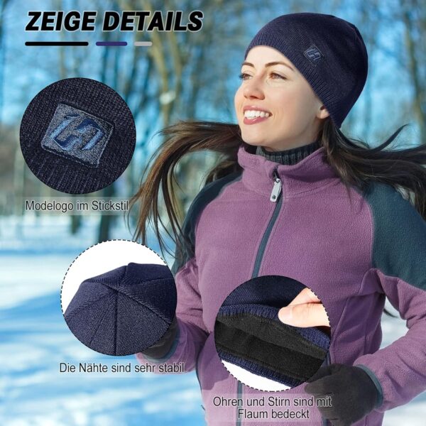 HASAGEI Mütze Warm Fleece Mützen Wintermütze Strickmütze Winter Beanie Mütze für Herren und Damen für Outdoor Sports - Image 5