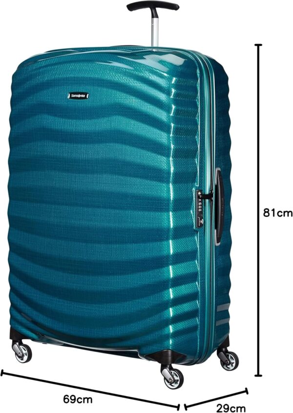 Samsonite Lite-Shock - Spinner XL Koffer, 81 cm, 124 L, mit 4 Rollen, Blau (Petrol Blue) & Global Travel Accessories - Gepäckgurt mit integrietem 3-Stelliges TSA Zahlenschloss, 190 cm, Rot (Red) - Image 5