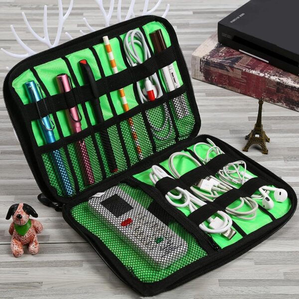 Cable Case Organizer, Portable Travel Storage Bag, 22.6 * 15.7 * 3.6cm/8.9 * 6.18 * 1.42 Inches Shockproof Electronics Organizer, for Phone Accessories, Chargers, Earphones, Black - Image 7