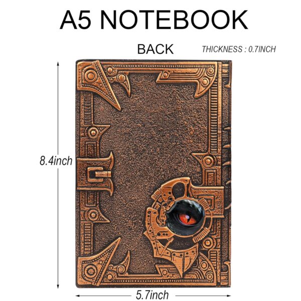 3D Dragon DND Journal Writing Notebook, Fantasy D&D Leather Journal Book for Dungeons and Dragons Gifts Nerdy DM & Players RPG Lovers Accessories, 200 Pages A5 Travel Notepad for Men or Women - Image 2